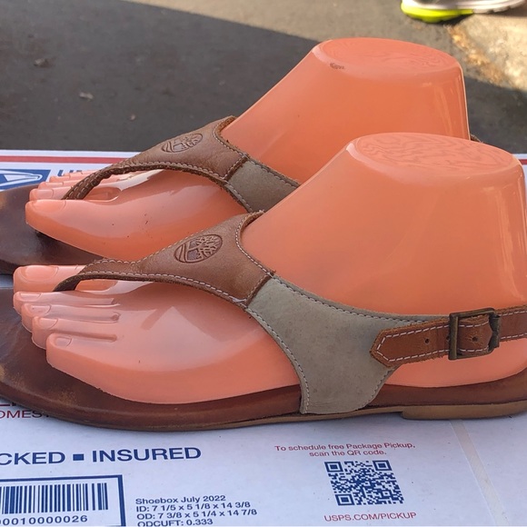 Timberland Earthkeepers Women’s Brown Leather Ankle Strap Thong Sandals Size 8M - Picture 4 of 13